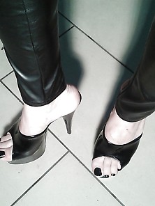 Black Platform Mules