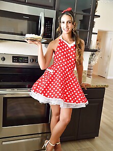 Brunette Momma Hanging Out In The Kitchen And Showing Off Her Pu