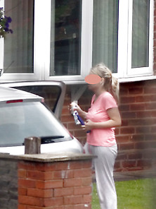 Cleaning Her Car