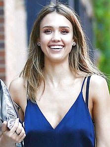 Jessica Alba In Blue Dress