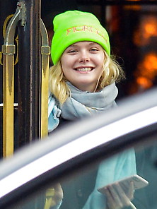 Elle Fanning Leaving Her Nyc Hotel (Hardcore Fans)