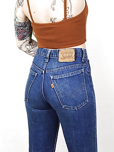 Ladies Wearing Orange Tab Levi's Jeans