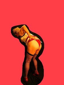 Blonde TS shemale giving blowjob
