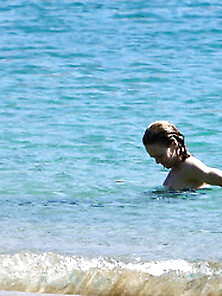 Vanessa Paradis At A Beach