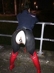 Topbiche Full Latex Outdoor Anal With Butplug