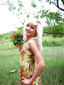 Girl With Pink Flowers