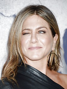 Jennifer Aniston In Black Leather Dress