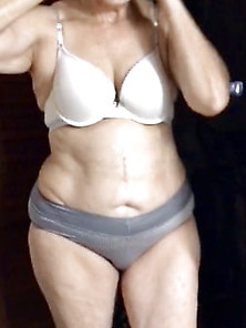 Gilf Rose In Silver Panties And Bra Voyeured Wide Hips Bbw