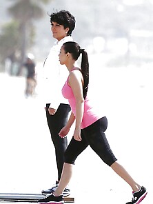 Kim Kardashian Skechers Commercial Set In Santa Monica