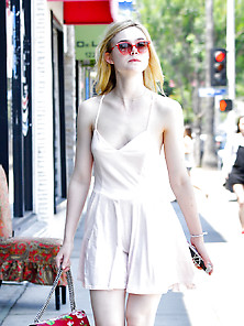 Elle Fanning Cute Dress In La