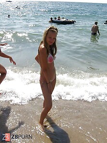 Trio Teenagers On The Beach