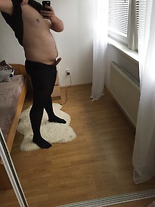 Elizabeth in black pantyhose