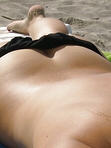 Pretty Gf Sandy Getting Tanned At Beach